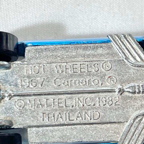 Hot Wheels '67 Camaro Convertible Redline Hood Opens 1982 Thailand Blue White - Picture 16 of 16